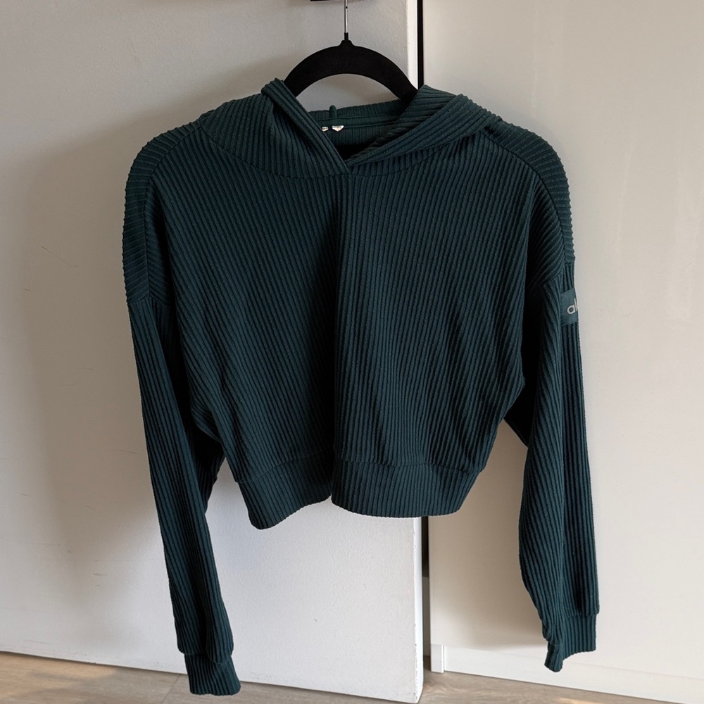 Alo yoga Dark Green Ribbed Hoodie